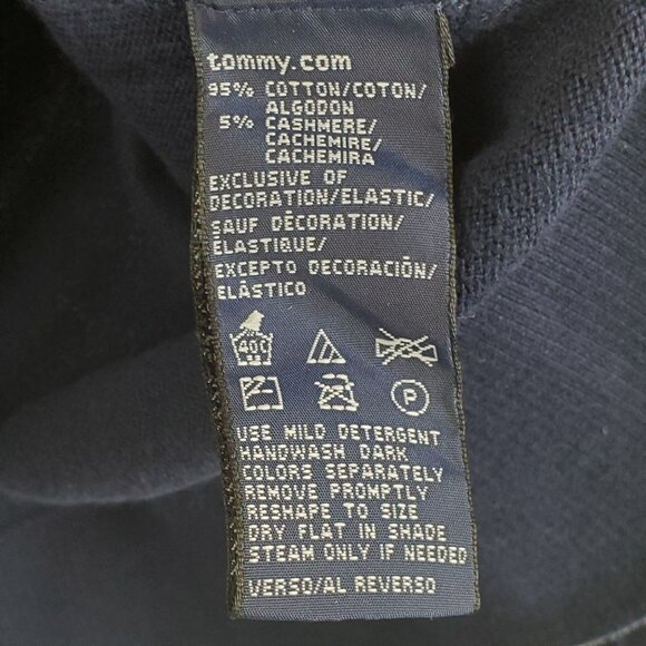 Tommy Hilfiger Cashmere Blend Sweater Size XL Pullover V Neck Embroidery Blue - Picture 3 of 5